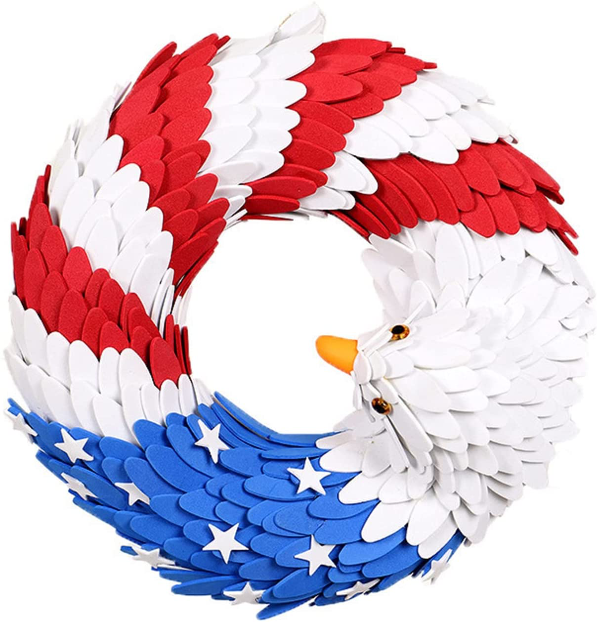 Souarts Independence Day Wreath, Front Door America Flag Eagle Patriotic Wreath for Indoor Outdoor, Home Office Wall Holiday Independence Day American Flag Wreath Decor