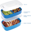 Bentgo Classic - All-in-One Stackable Bento Lunch Box Container - Modern Bento-Style Design Includes 2 Stackable Containers, Built-in Plastic Utensil Set, and Nylon Sealing Strap (Blue)