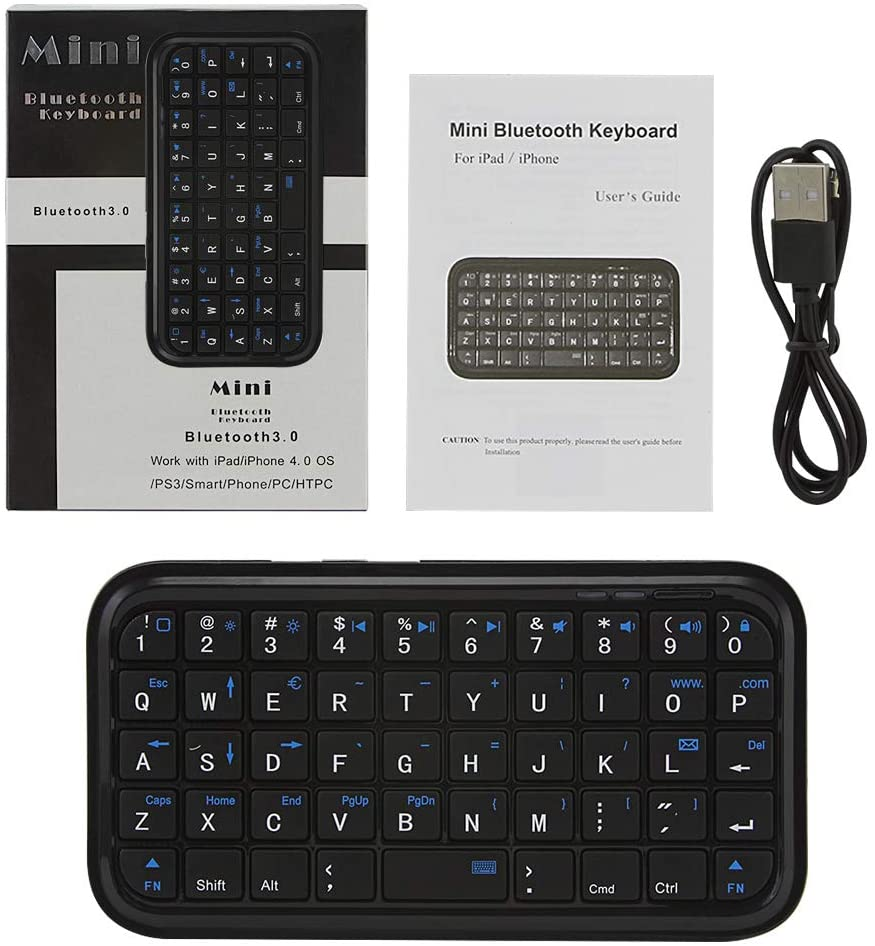 Bluetooth 3.0 Keyboard,Rechargeable Mini Slim Travel Size Wireless Pocket Keypad Small Portable 49 Keys Keyboard for PC Notebook Tablets Smartphones