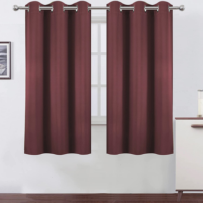LEMOMO Burgundy Red Thermal Blackout Curtains/38 x 63 Inch/Set of 2 Panels Room Darkening Curtains for Bedroom