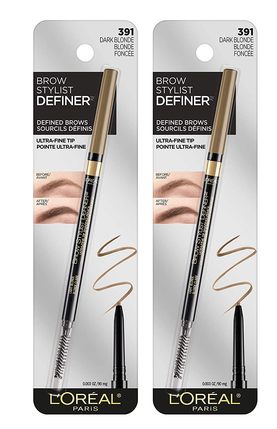 L'Oreal Paris Makeup Brow Stylist Definer Waterproof Eyebrow Pencil UltraFine Mechanical Pencil Draws Tiny Brow Hairs Fills in Sparse Areas Gaps Ounce Count