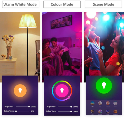 Smart Light Bulbs, Wifi LED Color Changing Lights Dimmable E26 9W Bulb, RGBW 900LM, Soft White (2700K), Compatible with Alexa, Google Home and IFTTT, No Hub Required