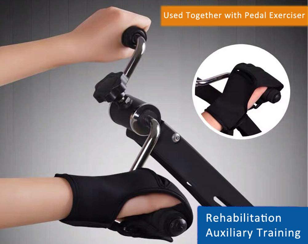 NISDOKR Rehabilitation Auxiliary Training Gloves for Pedal Exerciser, Mini Exercise Bike and Shoulder Pulley, Black (Single Hand Universal)