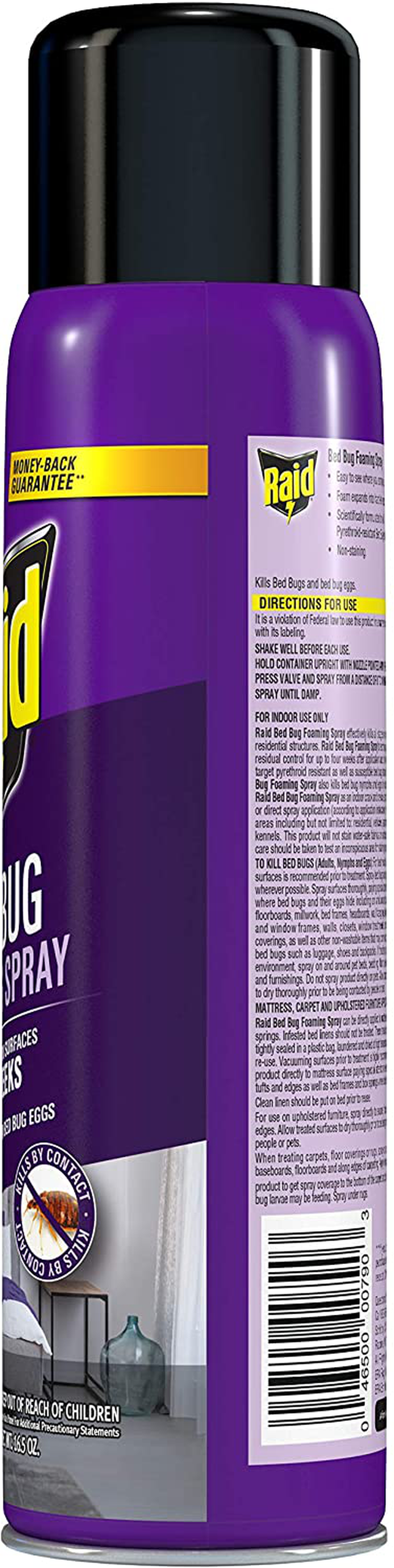 Raid Bed Bug Foaming Spray, For Indoor Use, Non-Staining, 16.5 Oz, Pack of 1