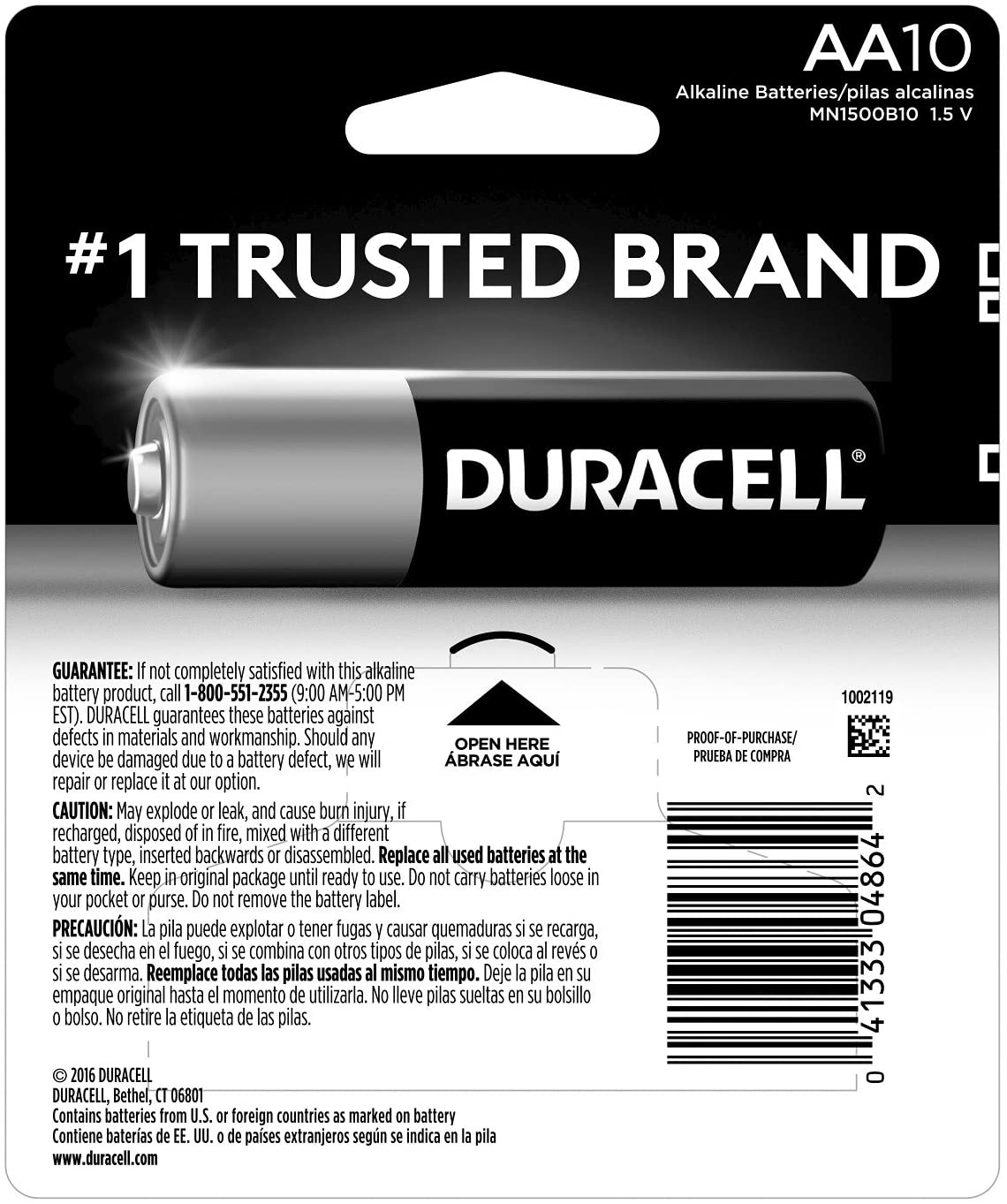 Duracell - CopperTop AA Alkaline Batteries - long lasting, all-purpose Double A battery for household and business