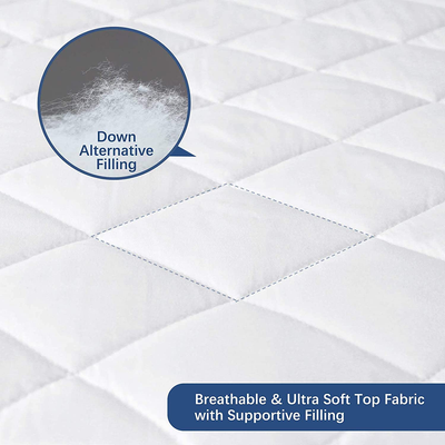 Twin Mattress Pad Protector Waterproof, Breathable Quilted Fitted Mattress Protector, Durable Mattress Cover Down Alternative Filling, Deep Pocket Stretches up to 14 Inch
