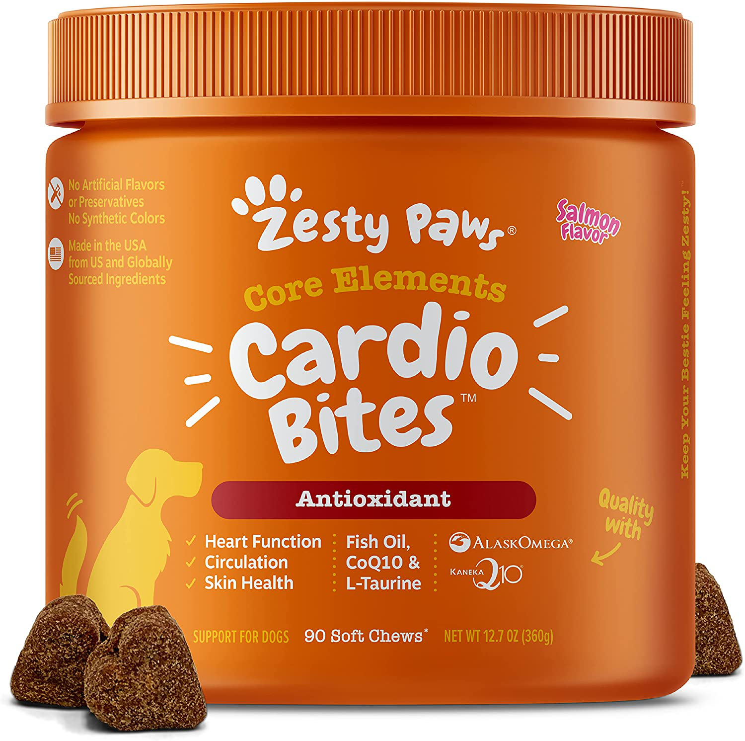 Zesty Paws Cardiovascular Soft Chews for Dogs - with AlaskOmega Fish Oil with Omega 3 Fatty Acids