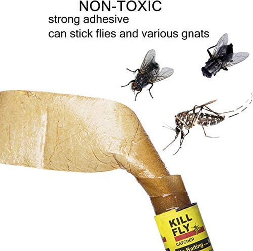 20 Pack Sticky Fly Paper Roll Indoor, Fly Tape Ribbon, Fruit Fly Traps hanging Fruit Fly Strips Catcher Gnat Fungus Trap Killer