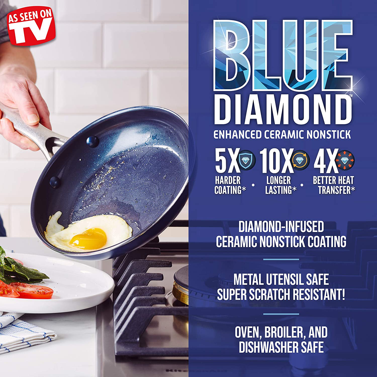 Blue Diamond Cookware Pan 9.5''& 11'', Frying Set, 11"