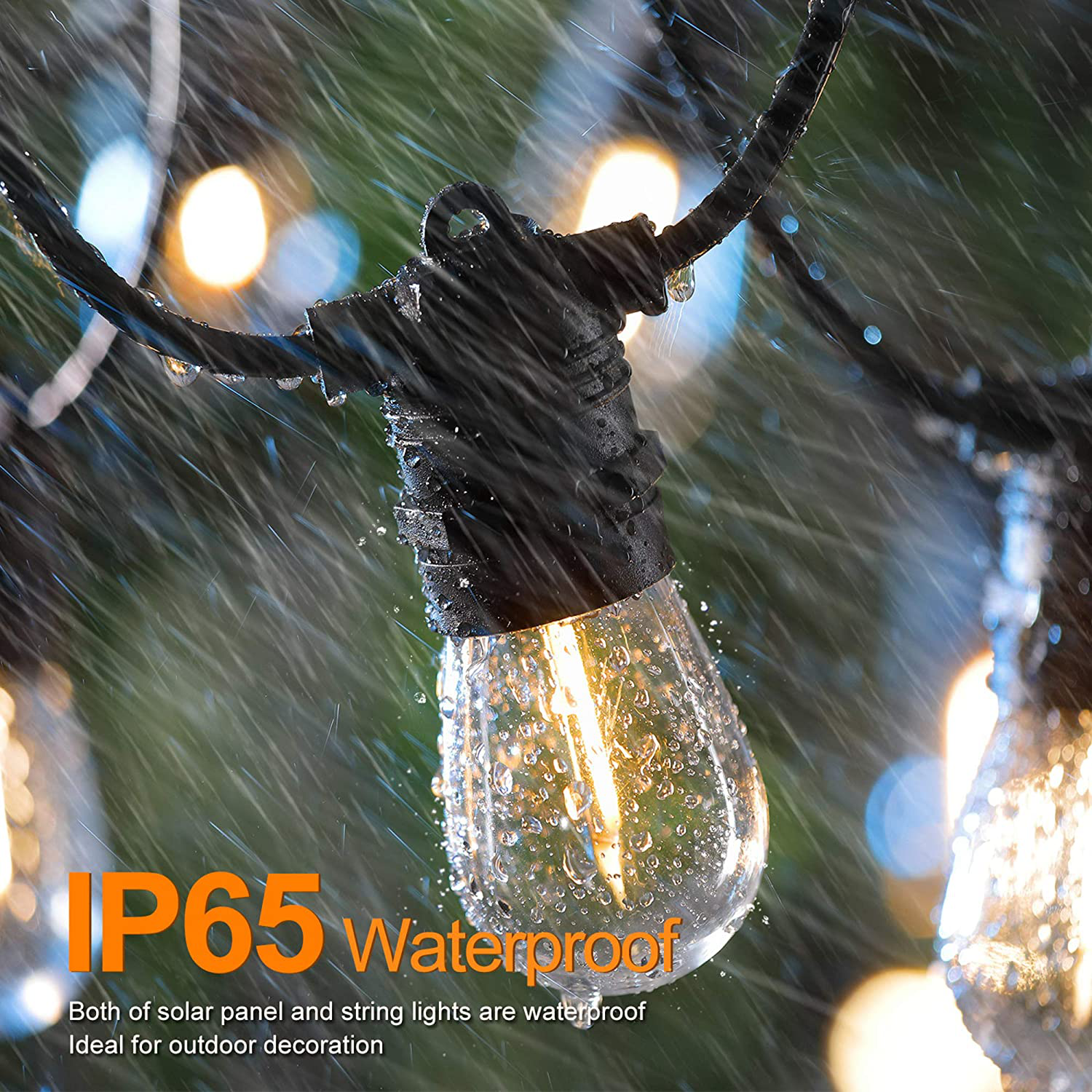 Solar String Lights Outdoor - Shatterproof Vintage Edison Bulbs & 4 Light Mode Weatherproof 96FT Strand -LED String Lights Solar Patio Lights for Backyard Patio Porch Café