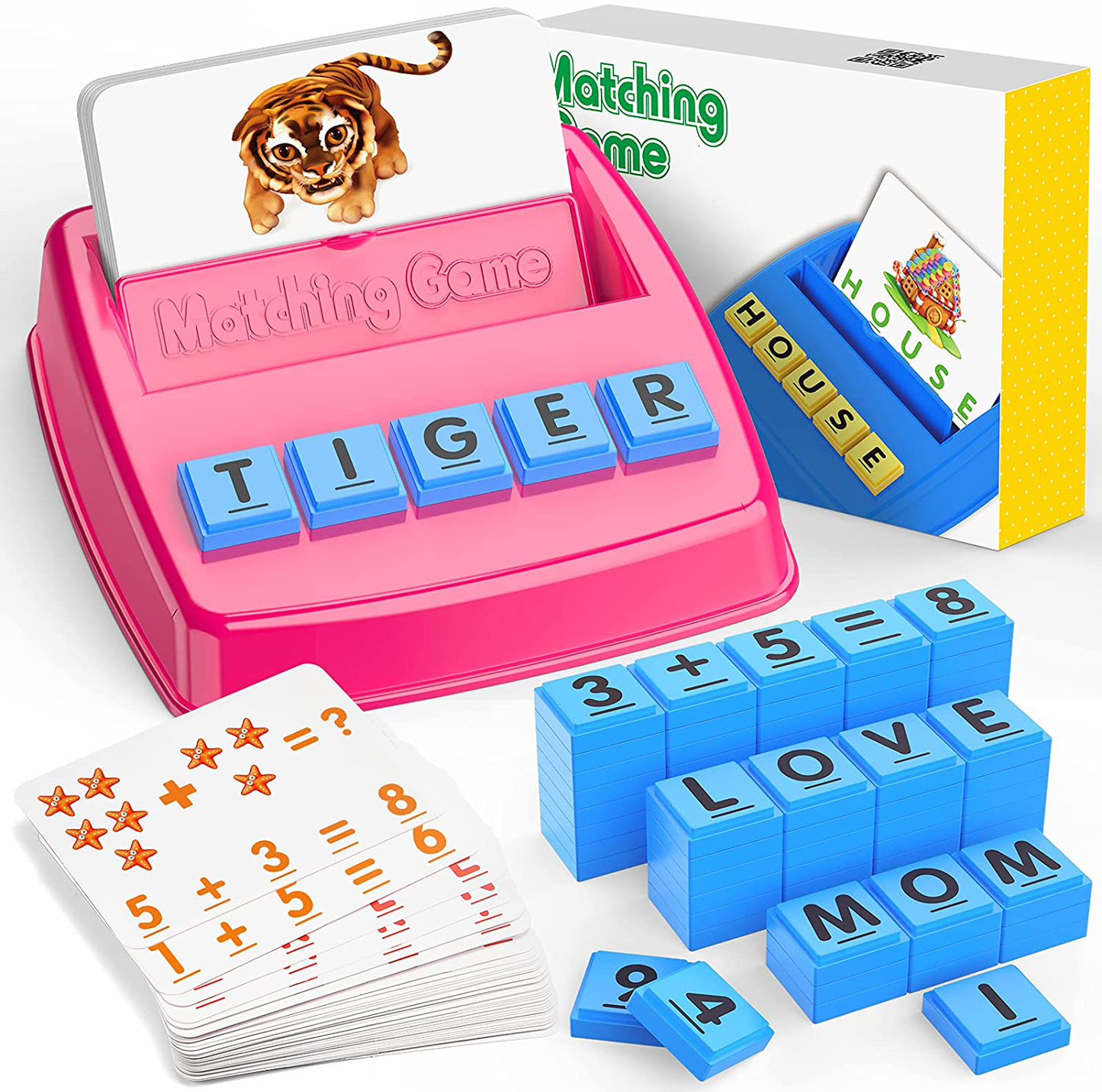 Stocking Stuffer Gifts for 2-8 Years Old Girls Boys 116 Pcs Learning Toys for Toddlers 2-8 Years Educational Toys for Preschool Matching Letter Game for Kids Spelling Game Flash Cards Rose