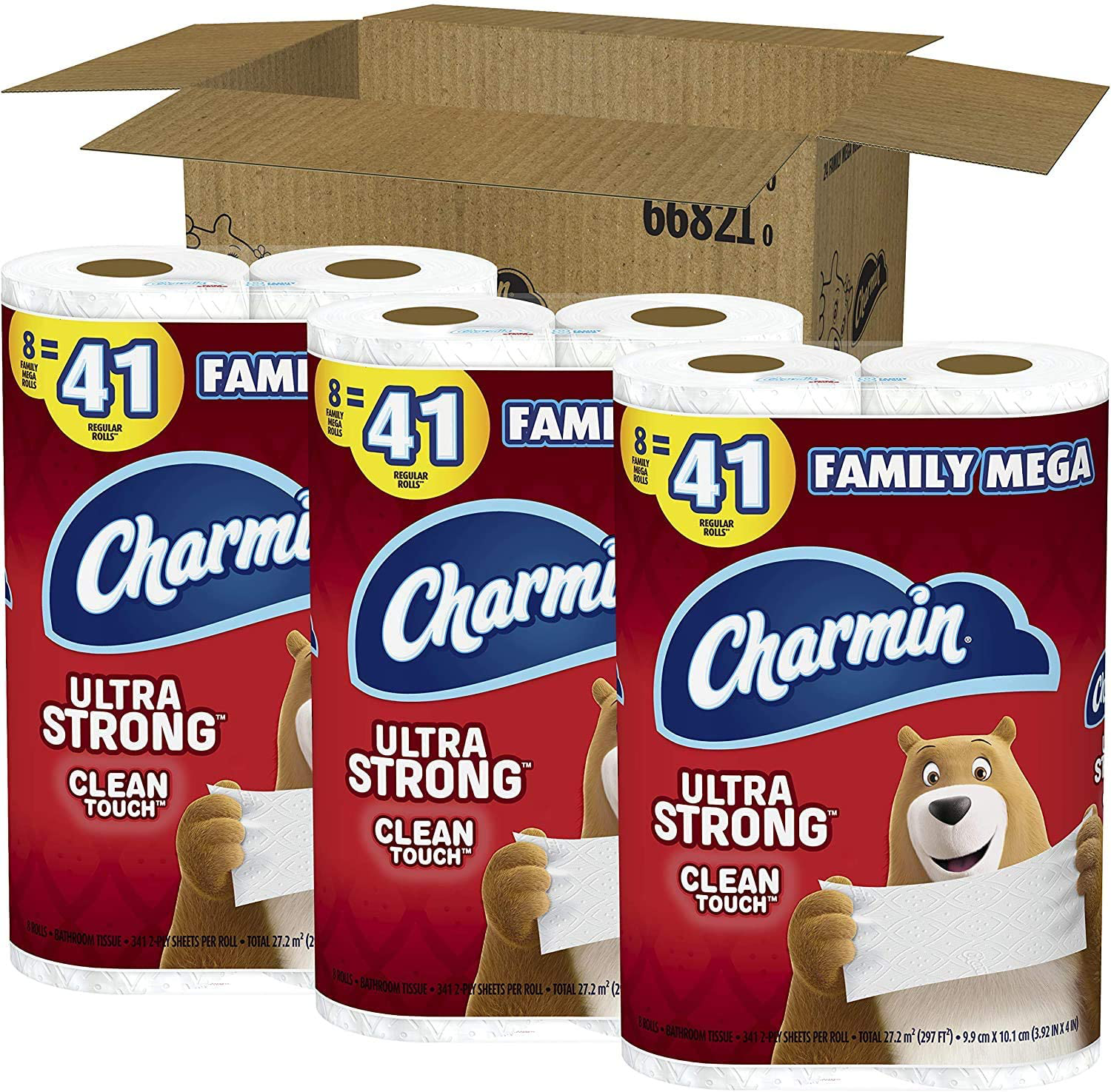 Charmin Ultra Strong Clean Touch Toilet Paper, 18 Family Mega Rolls = 90 Regular Rolls