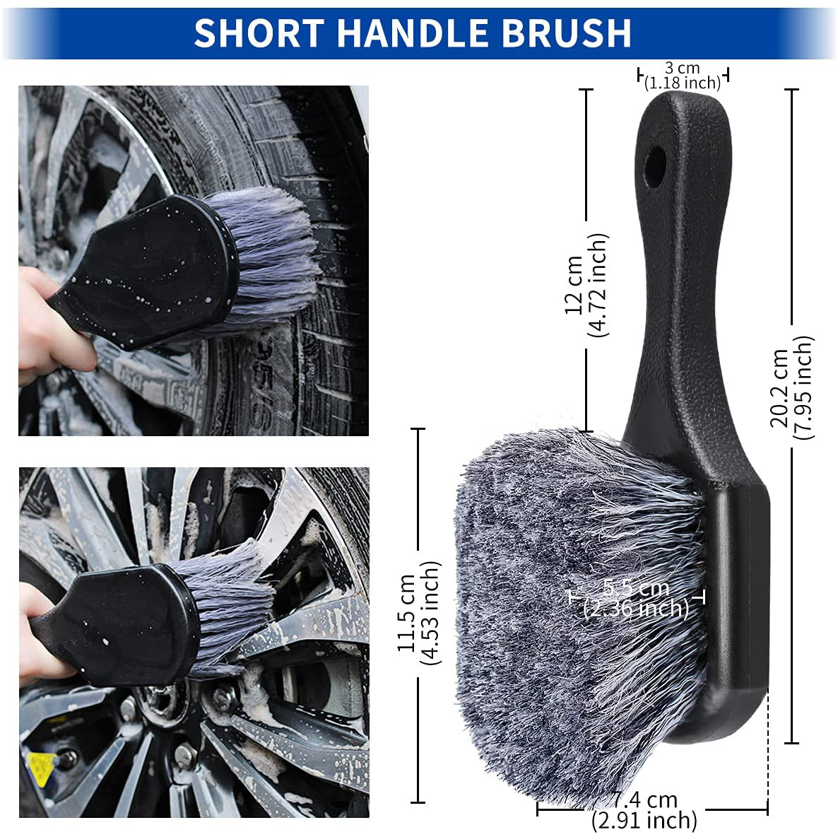 11Pcs Wheel Tire Detailing Brush Set,17 Inch Long Rim Brush, 5Pcs Car Detailing Brushes Kit, 1Pc Short Handle Tire Brush, 3Pcs Wire Brushes, 1Pc Drying Towel for Cleaning Car Interior Exterior Blue