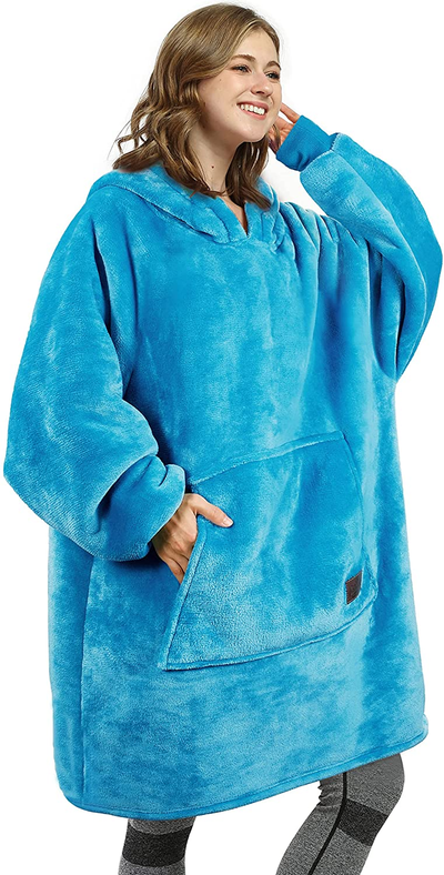 Oversized Wearable Blanket Hoodie Sweatshirt, Comfortable Sherpa Lounging Pullover for Adults