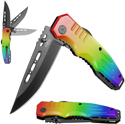 Spring Assisted Knife - Pocket Folding Knife - Military Style - Boy Scouts Knife - Tactical Knife - Good for Camping Hunting Survival Indoor and Outdoor Activities Mens Gift
