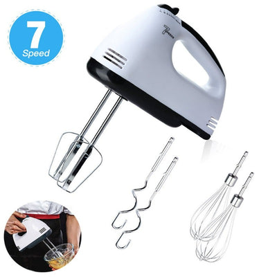 7-Speed Hand Mixer Electric with Eject Button and 6 Attachments for Whipping Cream, Dough, Cakes, Bread Maker