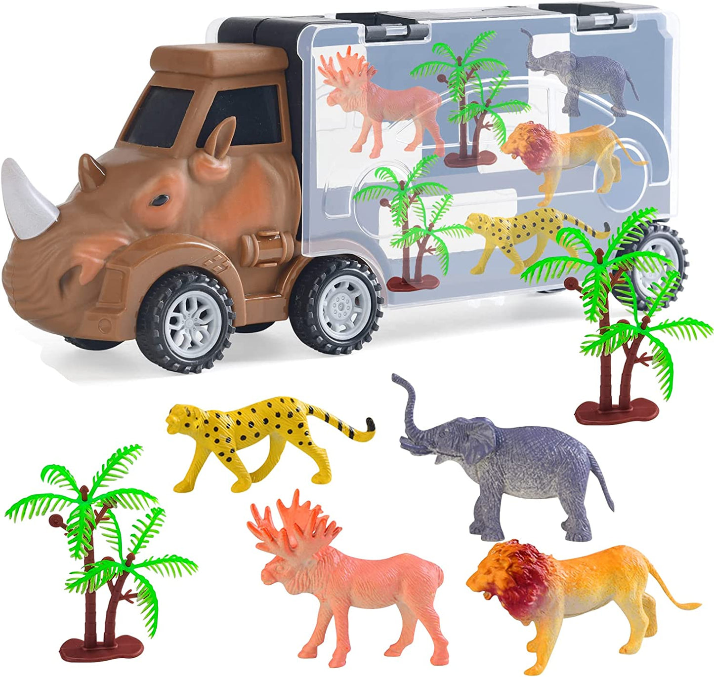 Dinosaur Toys for Kids 3 - 5 , 7 in 1 Dinosaur Kids Toys Trucks Set,Dinosaur Toddler Toys with Transport Truck Dinosaurs Figures,Dinausors Toys for Boys Girls Age 3 4 5 6 7 8 Year Old