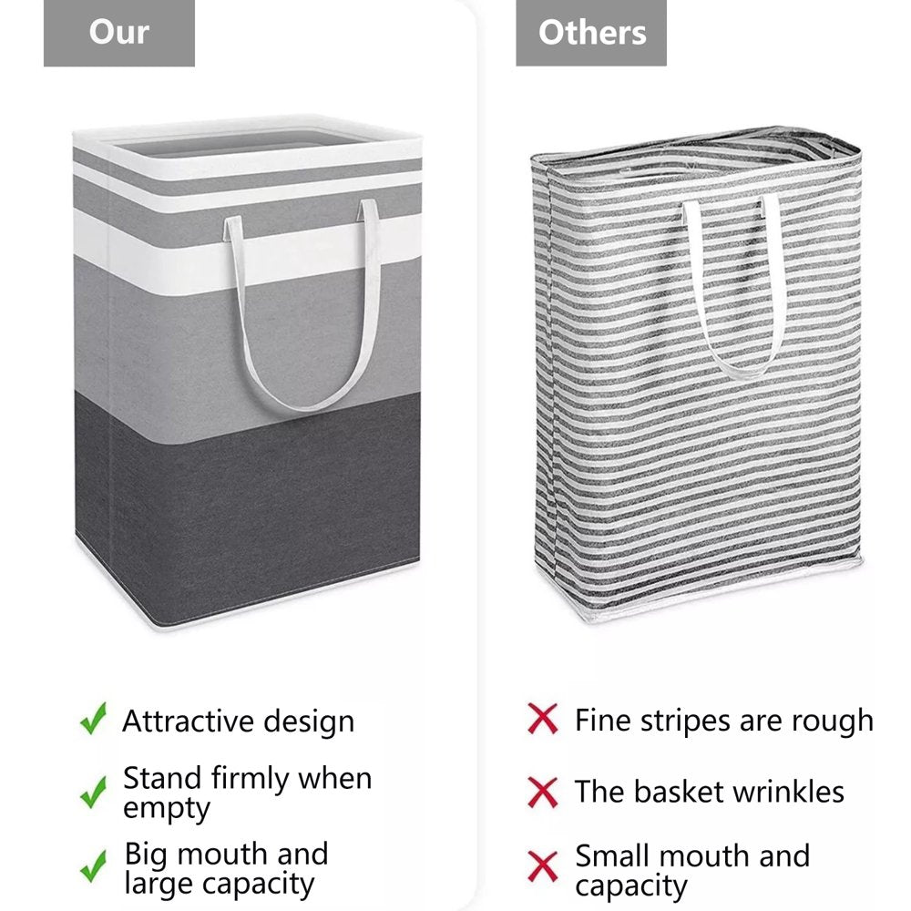2 Pack 75L Large Laundry Basket, Freestanding Waterproof Clothes Basket, Foldable Waterproof Clothes Basket, Cotton Linen Storage Basket with Handles, for Clothes and Toy Storage