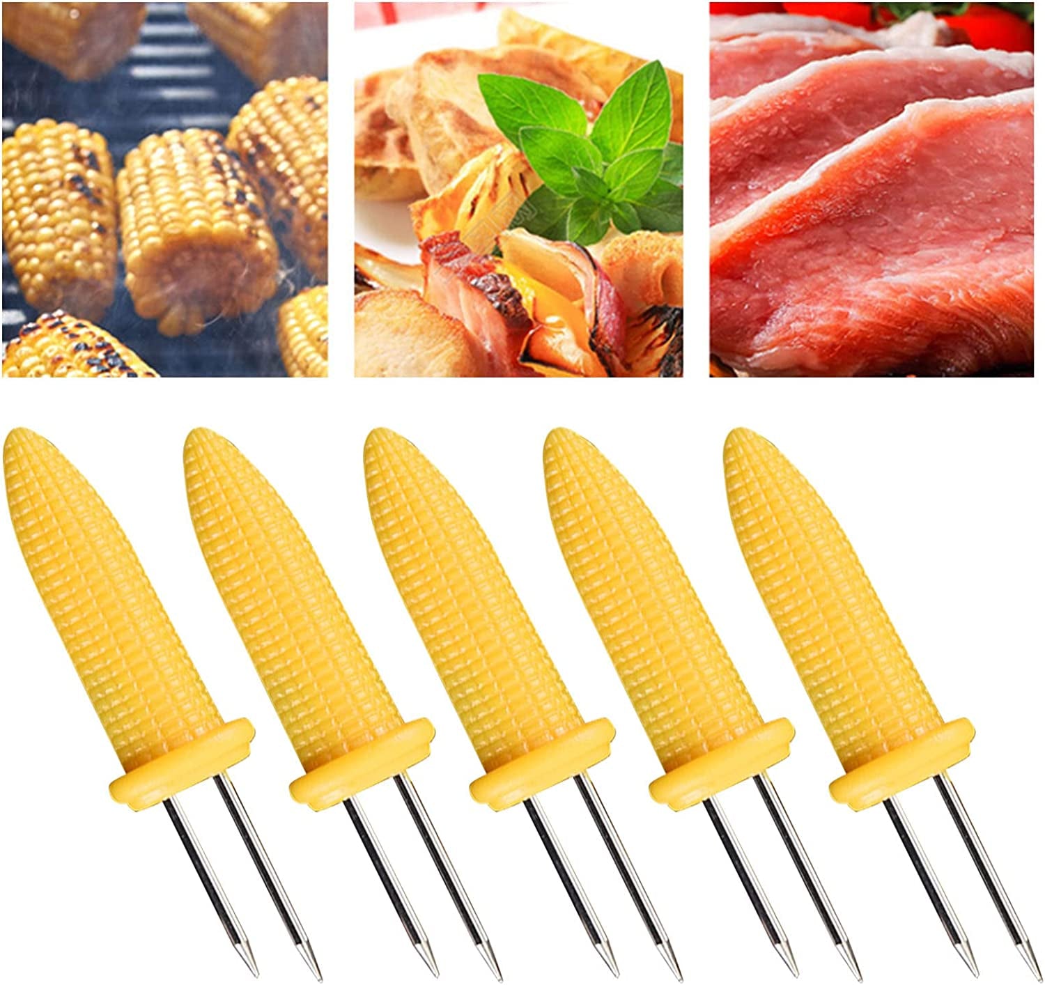 20 Corn Holders for Eating Stainless Steel Corn Cob Holder Impale The Pins On The Holder to Each Side of Corn Cob's Ears 