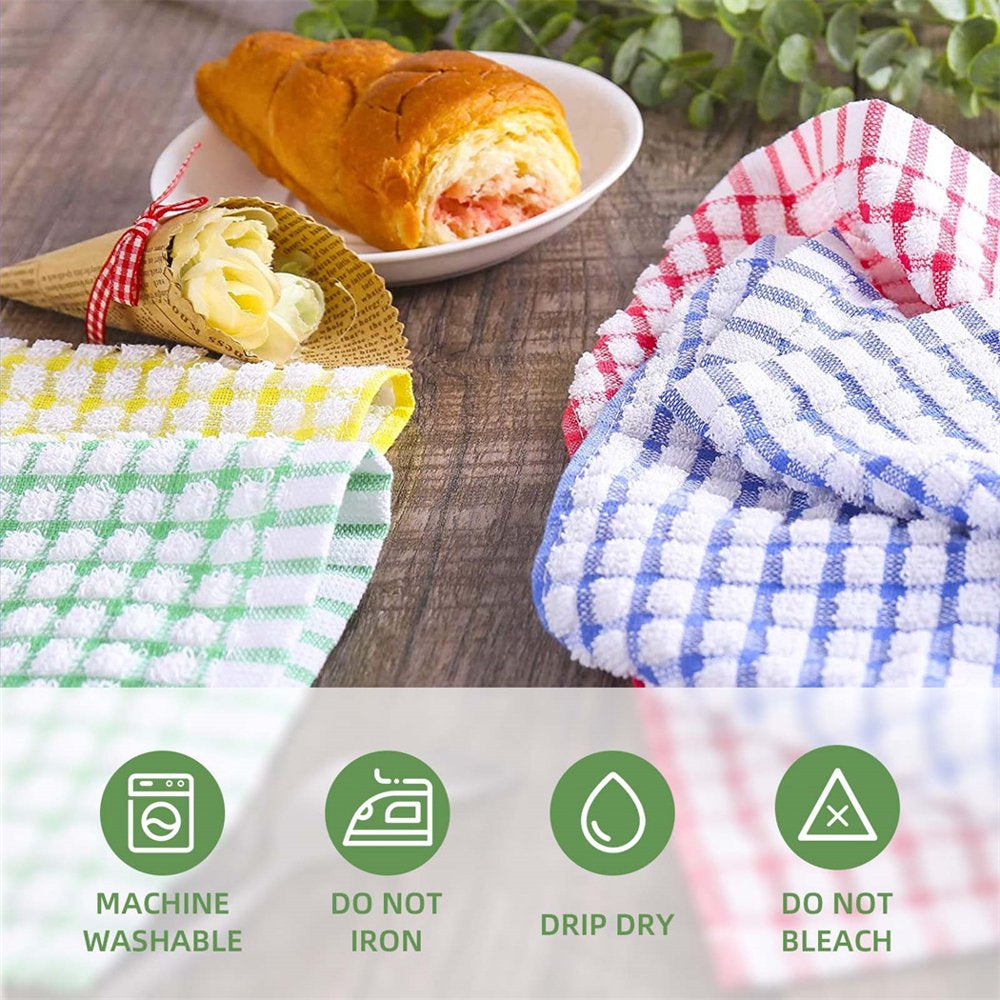  Kitchen Dishcloth Set, 12"X12" 12-Pack, Pure Cotton Cleaning Dish Towel, Highly Absorbent (Mix Color)