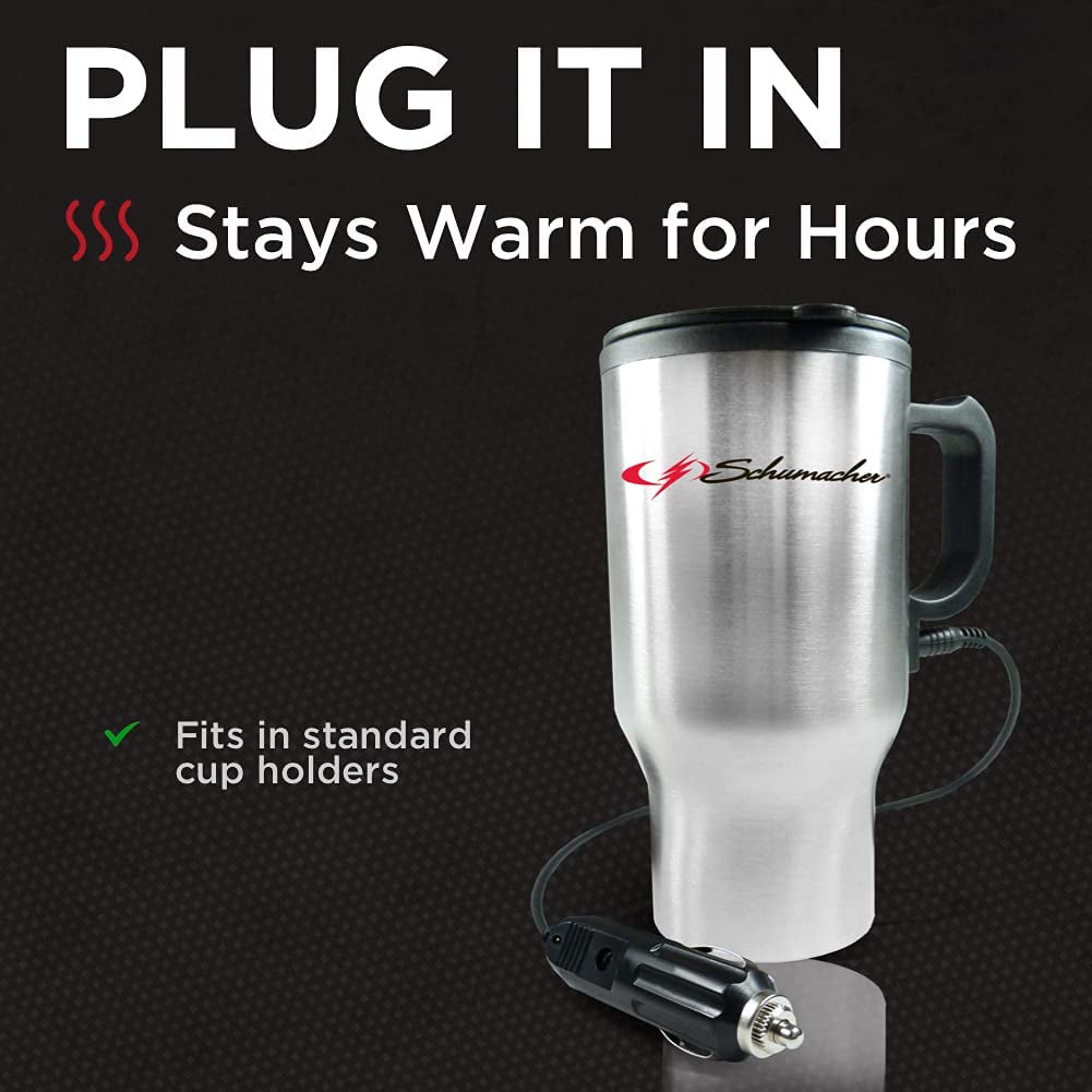 Stainless Steel Travel Mug - Heats Using Your Car’S Power - 12V , Black