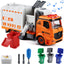 Garbage Truck Toys for 3 4 5 6 7 8 Year Old Boys, Flanney DIY Friction Powered Waste Management Recycling Truck Toy Set with 4 Trash Cans Toy Vehicle with Light and Sound Gifts for Boys Girls Toddlers