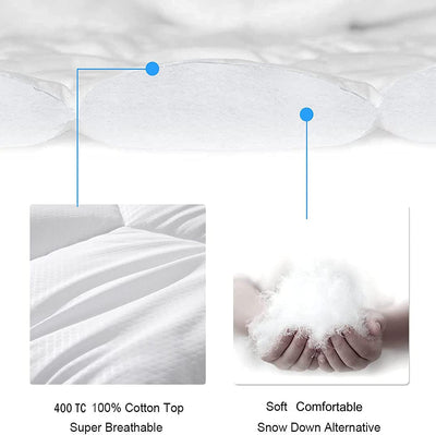 TURMECOWE Twin Mattress Pad Cover-400Tc Cotton, Mattress Top with 8-21" Deep Pocket,Down Alternative Fill, Cooling Cover