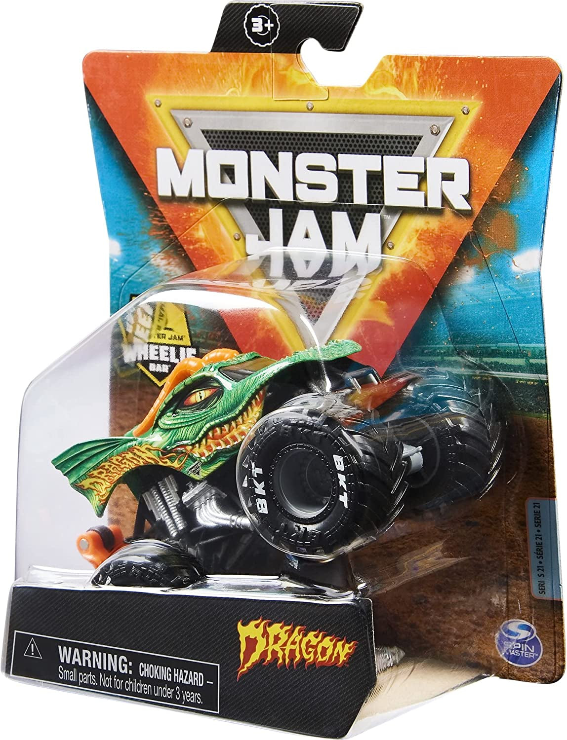 Monster Jam 2021 Spin Master 1:64 Diecast Monster Truck with Wheelie Bar: Show Time Dragon
