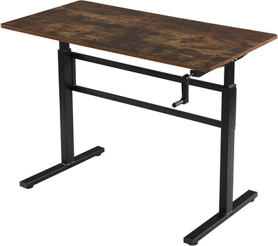 Crank Adjustable Height Standing Desk - Sit to Stand up Desk, Home Office Desk Computer Workstation, Black Frame/Antique Top
