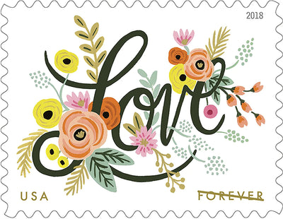 USPS Love Flourishes 2018 Forever Stamps - Booklet of 20 Postage Stamps