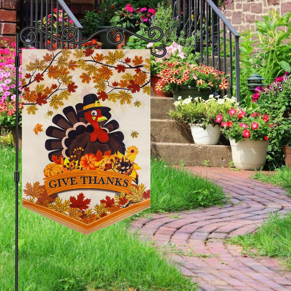 Garden Flag Double Sided Fall Signs Turkey Applique Garden Decor