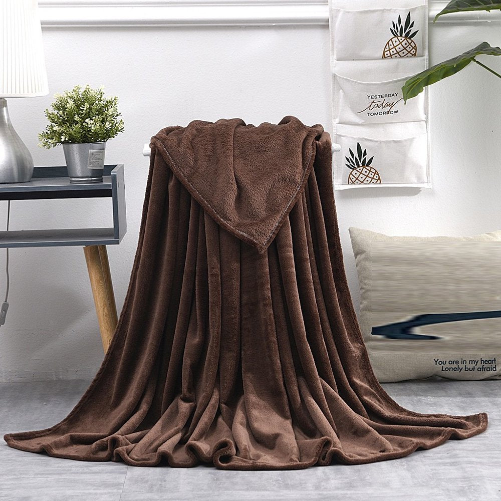  Super Soft Warm Solid Warm Micro Plush Fleece Blanket Throw Rug Sofa Bedding on Clearance