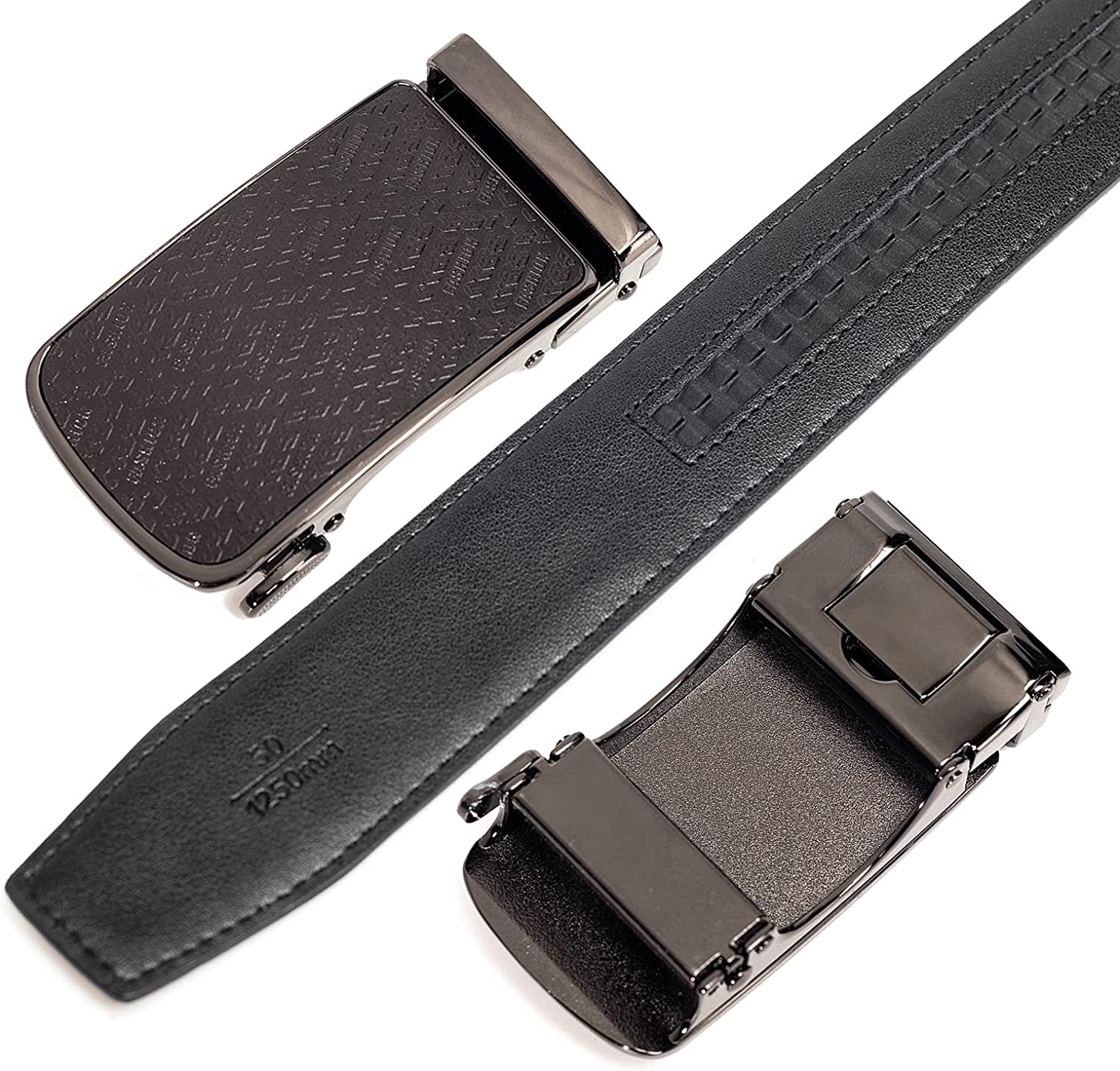 Infon Leather Ratchet Belts for Men Adjustable Dress Belt with Click Sliding Buckle in Gift Box, Trim to Fit
