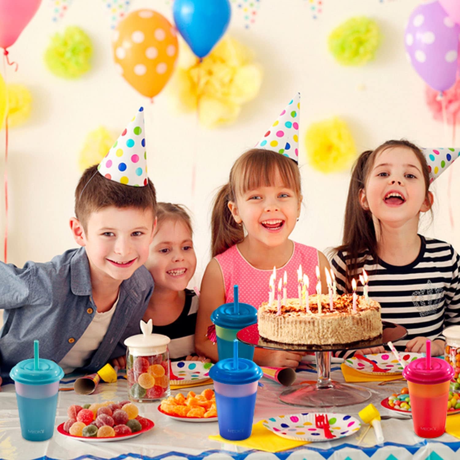  Color Changing Cups with Lids and Straws for Kids 6Pack