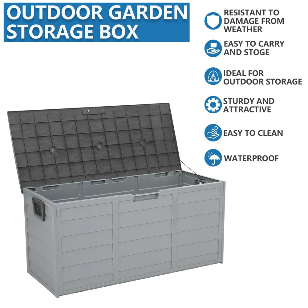Deck Box with Wheels Large Storage Deck Box for Pool Accessories, Patio Storage Furniture for Outdoor Garden, Waterproof, 75 Gallon, Gray