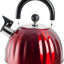 Mr. Coffee Twining 2.1 Quart Pumpkin Shaped Stainless Steel Whistling Tea Kettle, Metallic Red