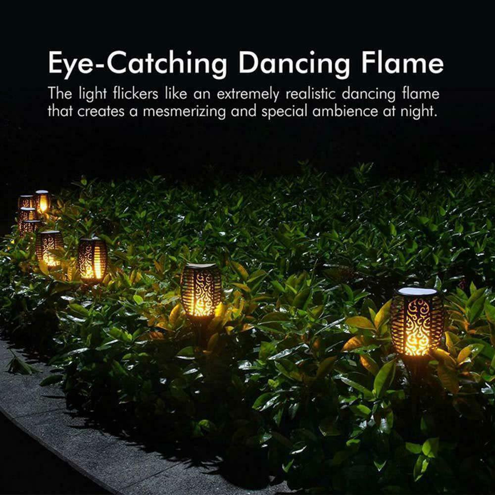 4 PCS 48 LED LED Solar Torch Lights Vivid Dancing Flickering Flames Outdoor IP65 Waterproof Auto On/Off for Garden Patio Yard Lawn Pathway