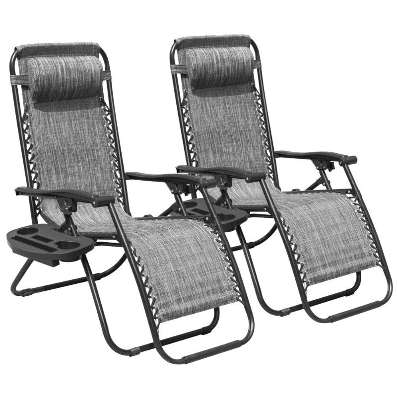 2  Zero Gravity Chair Textilene Fabric, Double Gray