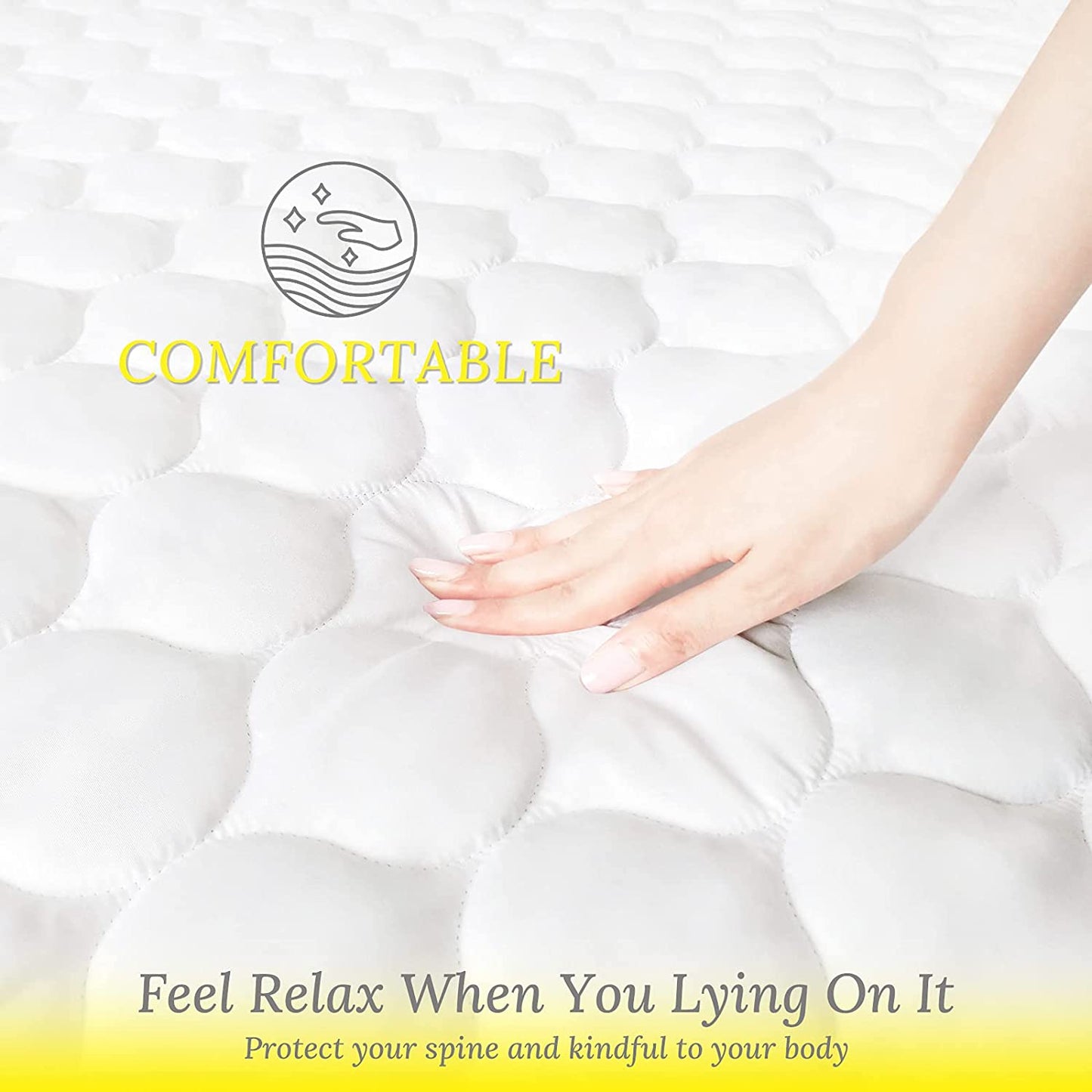 Ayolkhill 100% Waterproof Mattress Pad Queen Size,Breathable Quilted Fitted Fiber Mattress Cover Noiseless,Washable Cooling Mattress Pad with 14-21" Stretchable Deep Pocket