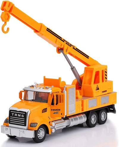 Crane Truck Metal Toy Trucks with Lights and Sounds Construction Toys for Boys Kids Ages 3 and Up