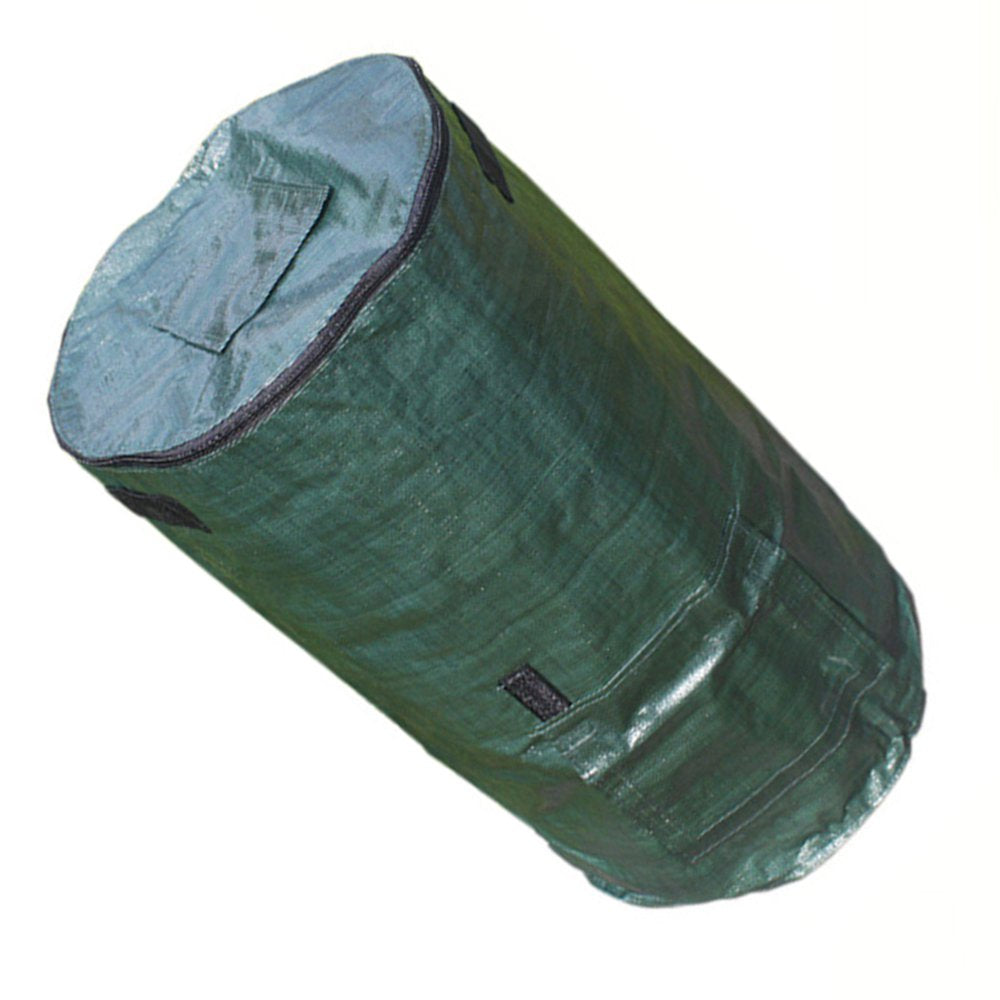 1 Pc 58L Garbage Storage Bag Portable Garden Leaf Trash Grass Collection Bucket with Cover for Garden Courtyard (Green)