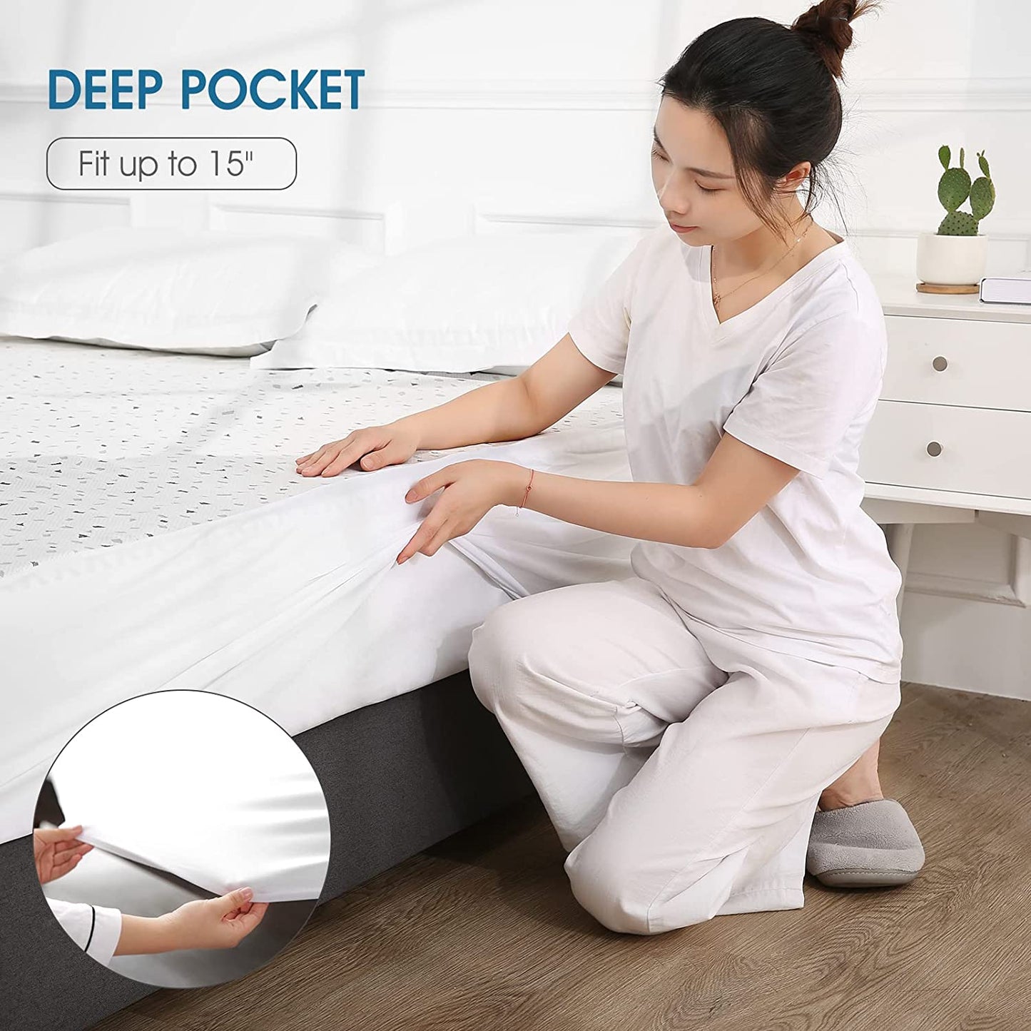 Heated Mattress Pad Queen Size 60"X80", Electric Underblanket Mattress Cover Bed Warmer Fit up to 15" Deep Pocket, Dual Control with 4 Heat Settings, Auto off & Fast Heating & Machine Washable