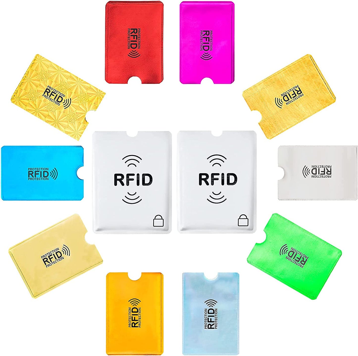  28 RFID Blocking Sleeves (24 Credit Card Protector Holders in 12 Colors & 4 Passport Protectors)