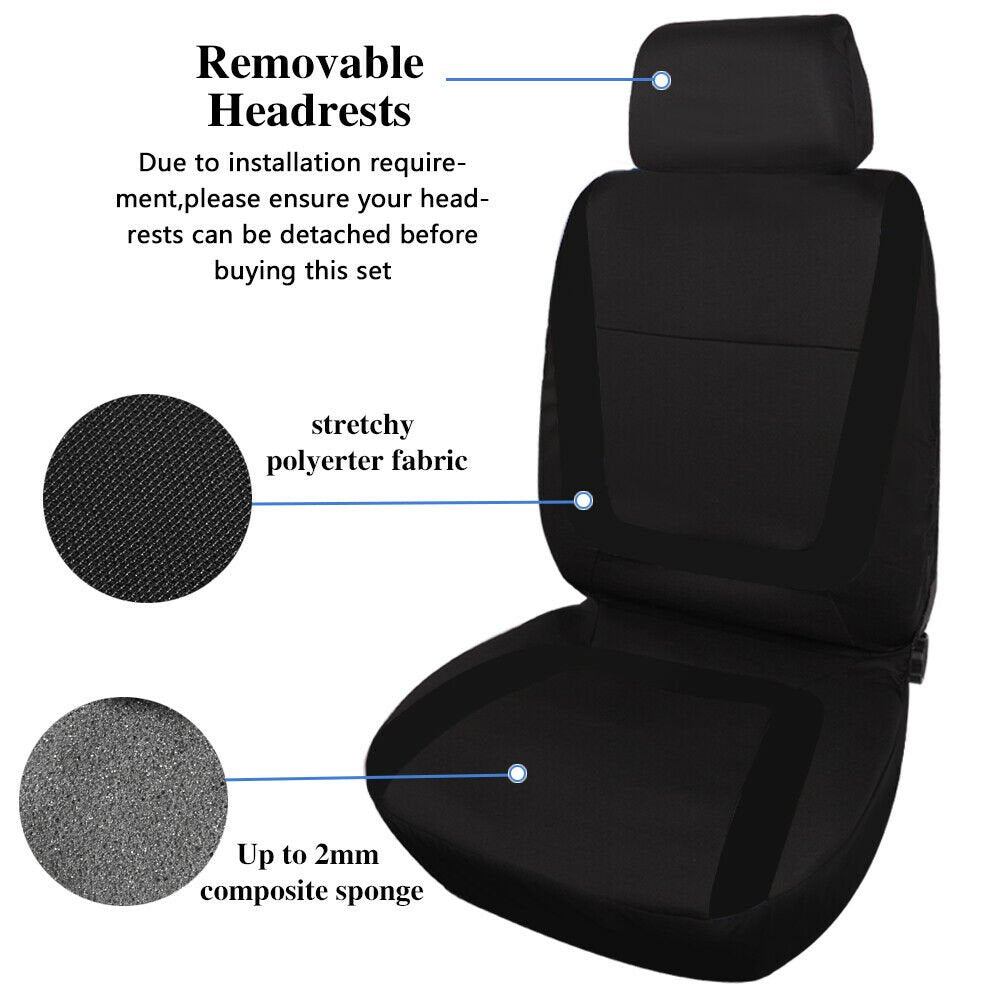 Premium Quality 5-Seat Auto Car Seat Covers Front Rear Head Rest Cover Protector Universal