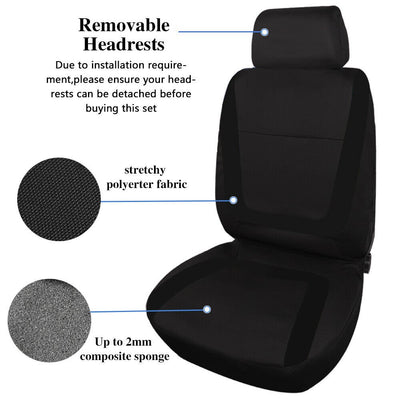 Premium Quality 5-Seat Auto Car Seat Covers Front Rear Head Rest Cover Protector Universal