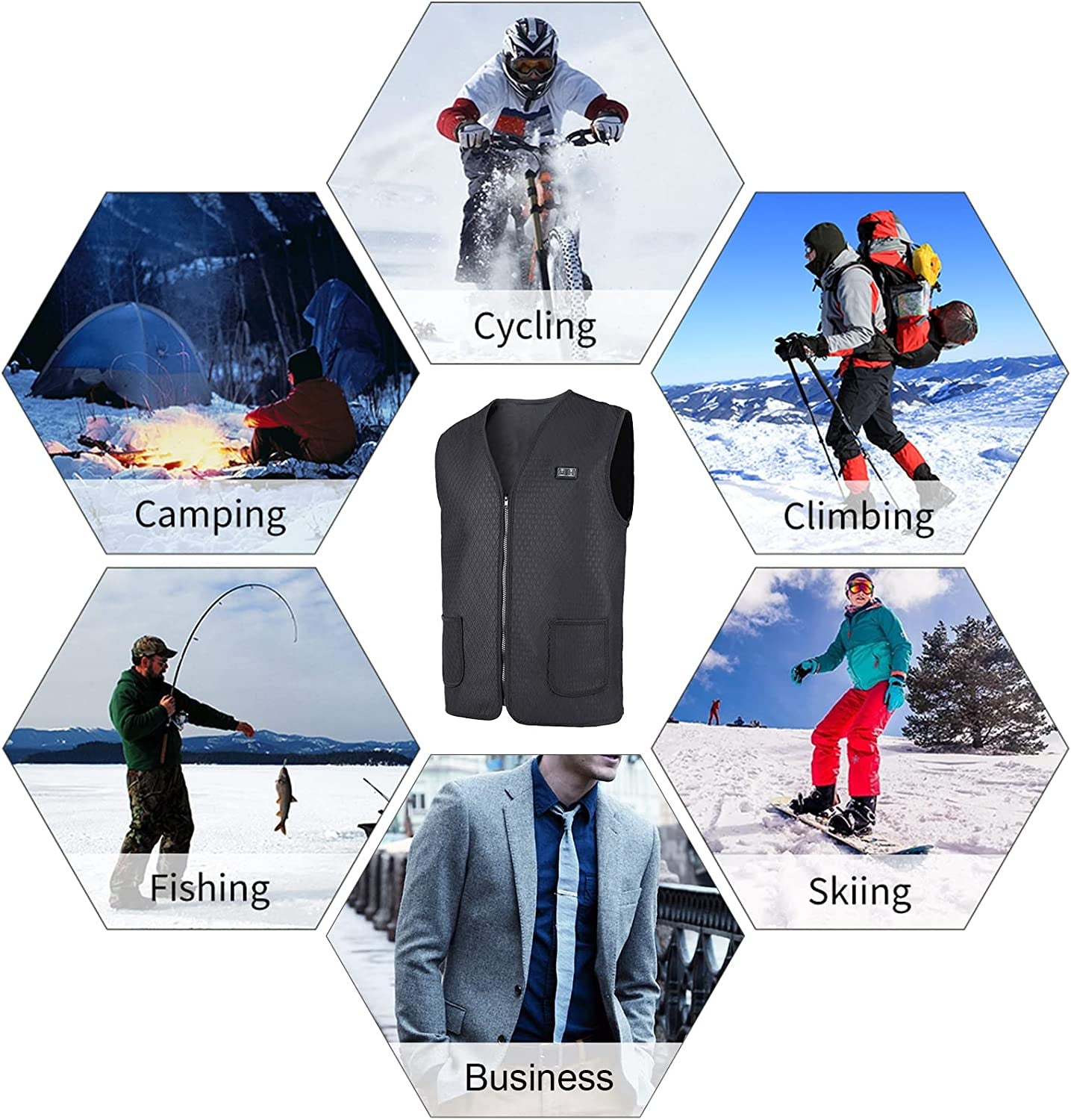 Heated Vest Lightweight Heated Jacket with Gloves 5 Areas for Men Women Outdoor