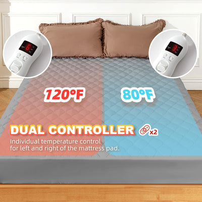 Heated Mattress Pad Adjustable Zone Heating with 8 Heat Settings Controller Quilted Electric Mattress Pad Fit up to 21 Inch