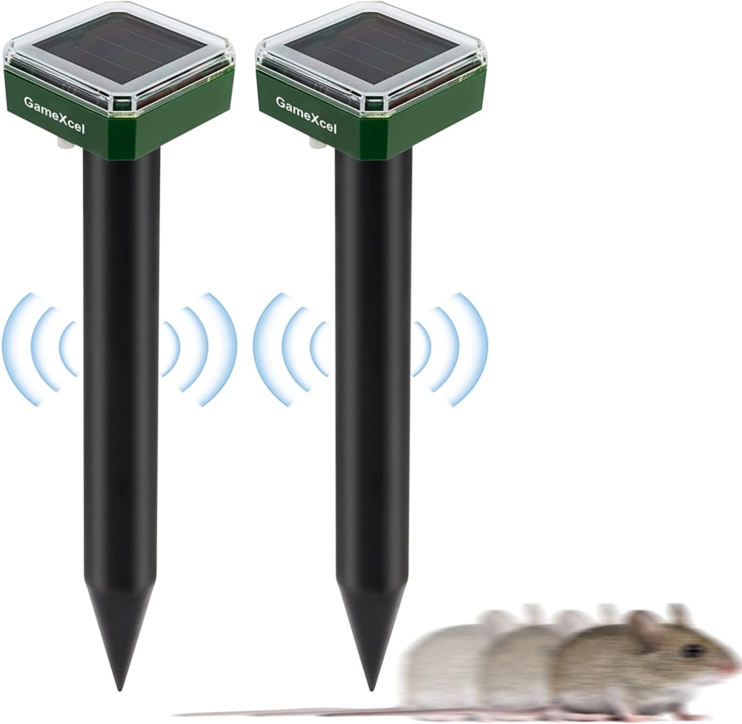 Solar Mole Repeller Gopher Repellent Ultrasonic Solar Powered 2pcs Pest Repeller for Mole Repeller Rodent Gopher Deterrent Vole Chaser for Lawn Yard & Garden 