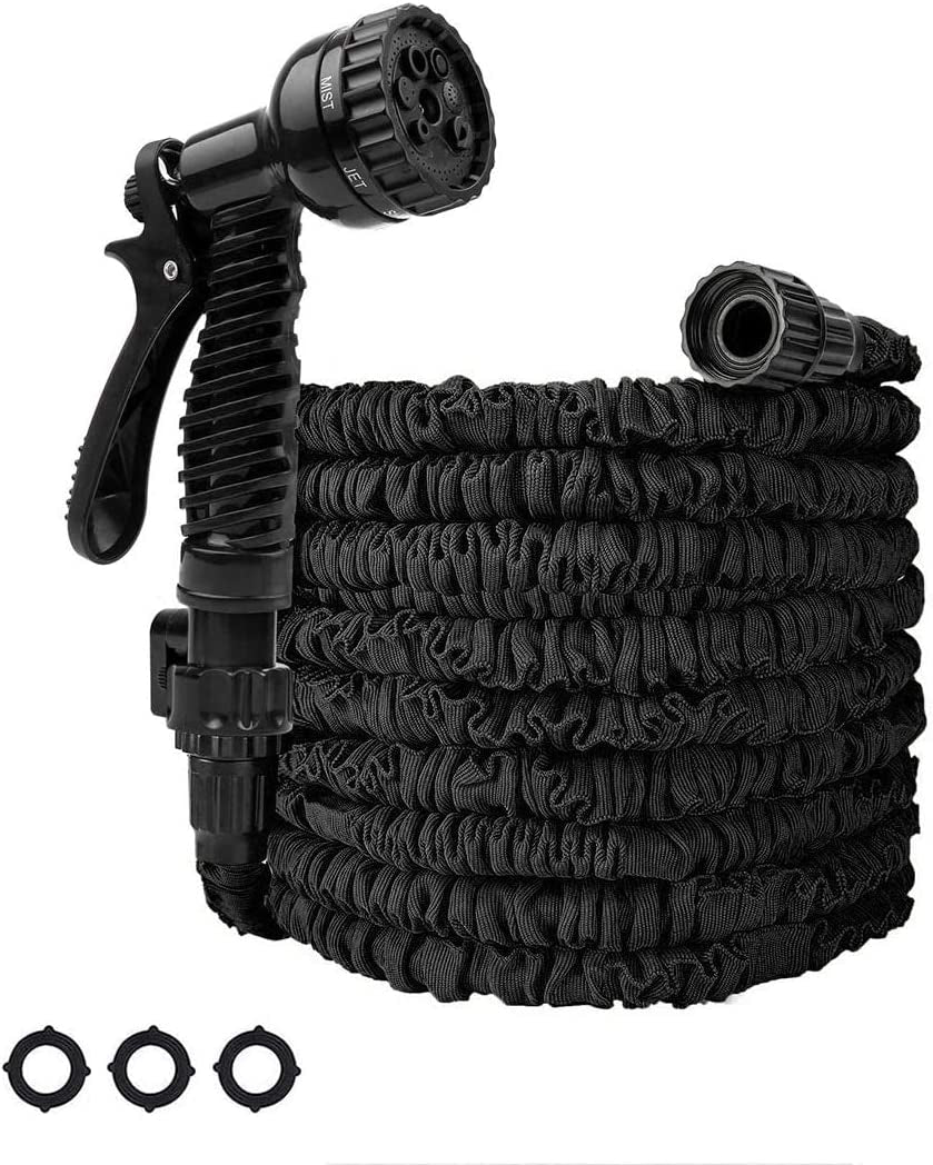 Expandable Garden Hose Lightweight Water Hose with 7 Functions Spray Nozzle,Flexible Gardening Hose Leakproof Double Latex Core Collapsible Hose for Gardening Lawn Washing