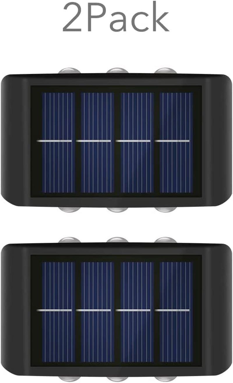  Solar Fence Lights Outdoor Solar Powered Wall Waterproof Lighting for House Deck Step Patio Landscape (2 Pack)